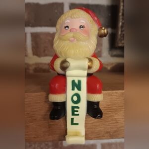 Vintafe 1980s Santa Claus Noel Stocking Hook